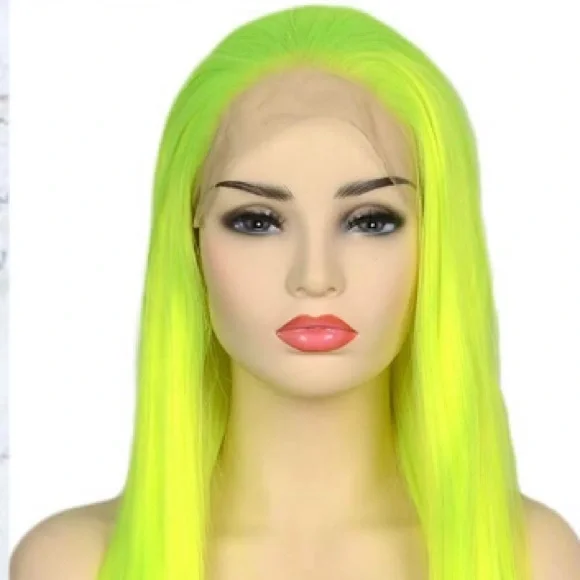 ?26” LIME NEON GREEN STRAIGHT LACE FRONT WIG?NWT display picture 2